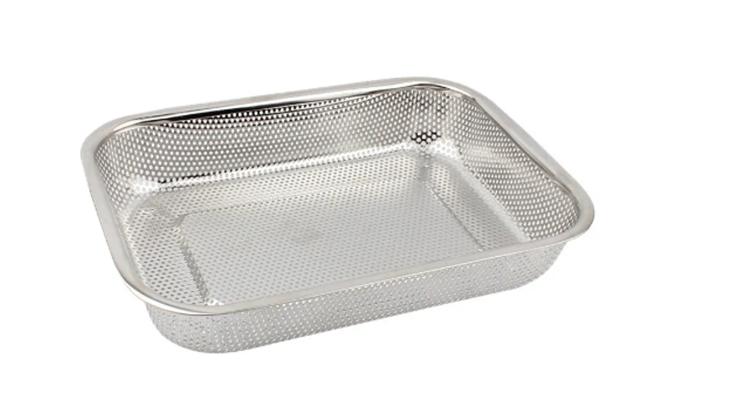 Rectangle Metal Kitchen Strainer Tray Basket 30 x 22 x 5.5 cm 7299