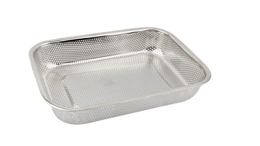 Rectangle Metal Kitchen Strainer Tray Basket 30 x 22 x 5.5 cm 7299