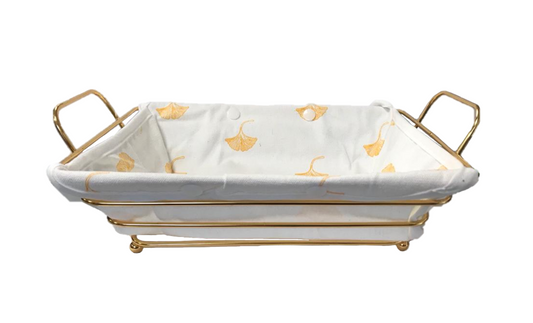 Rectangle Metal Wire Fruit Bread Serving Basket Gold with Handles 26 x 19 x 7 cm 7303