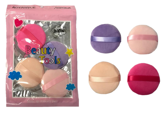 Make Up Powder Foundation Puff 6 cm Pack of 4 Assorted Colours 7312