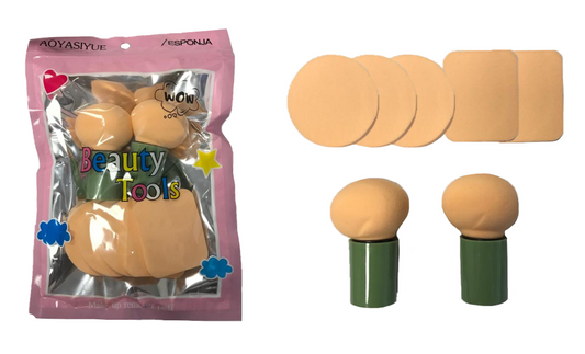 Assorted Make Up Powder Foundation Sponge Pack of 7 Assorted Colours 7313