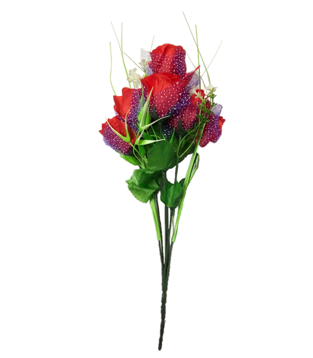 Plastic Artificial Flowers Roses 34 cm Assorted Colours 7318