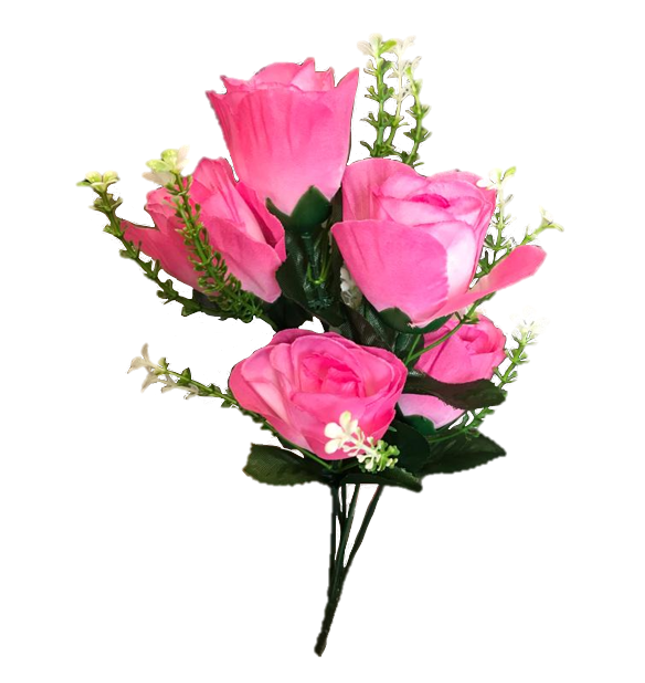 Plastic Artificial Flowers Roses 34 cm Assorted Colours 7322