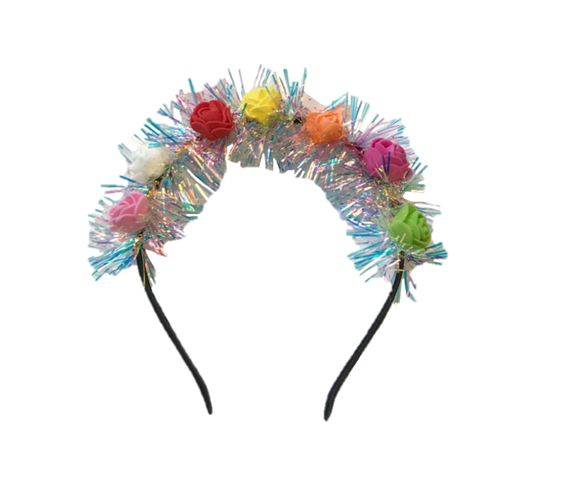 Multicoloured Plastic Flower Crown Headband with Foam Flowers 13 x 14 cm 7324