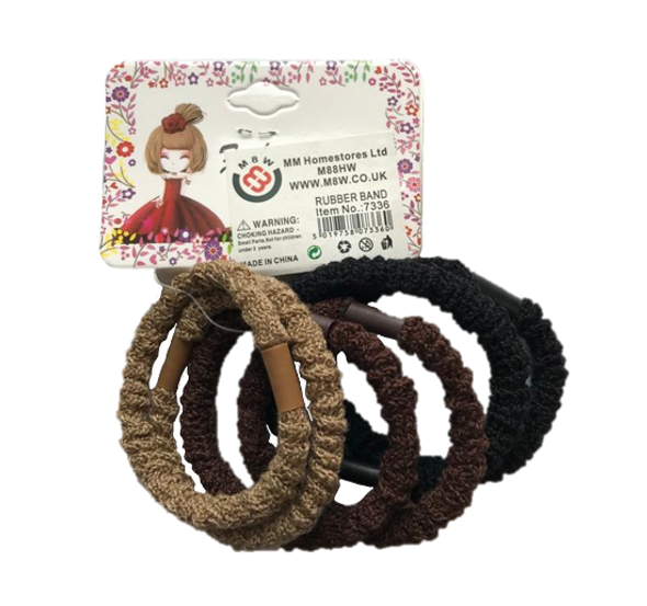 Hair Bobble Elastic Tie Pack of 6 Assorted Colours 7336