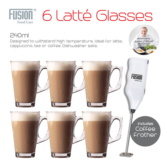 Coffee Latte Glasses 240Ml Set Of 6