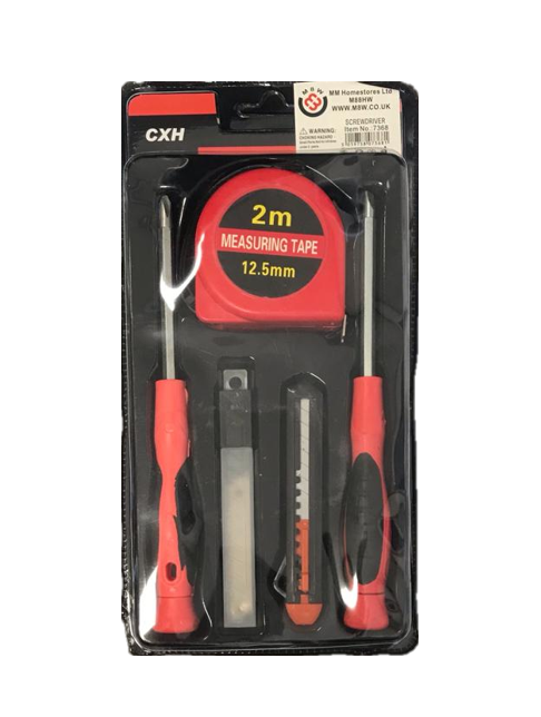DIY Tools Screwdriver Measuring Tape Stanley Knife Set 7368