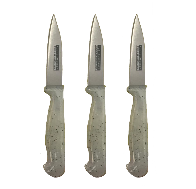 Metal Kitchen Fruit Knife 17 cm Pack of 3 Plastic Handle 7373