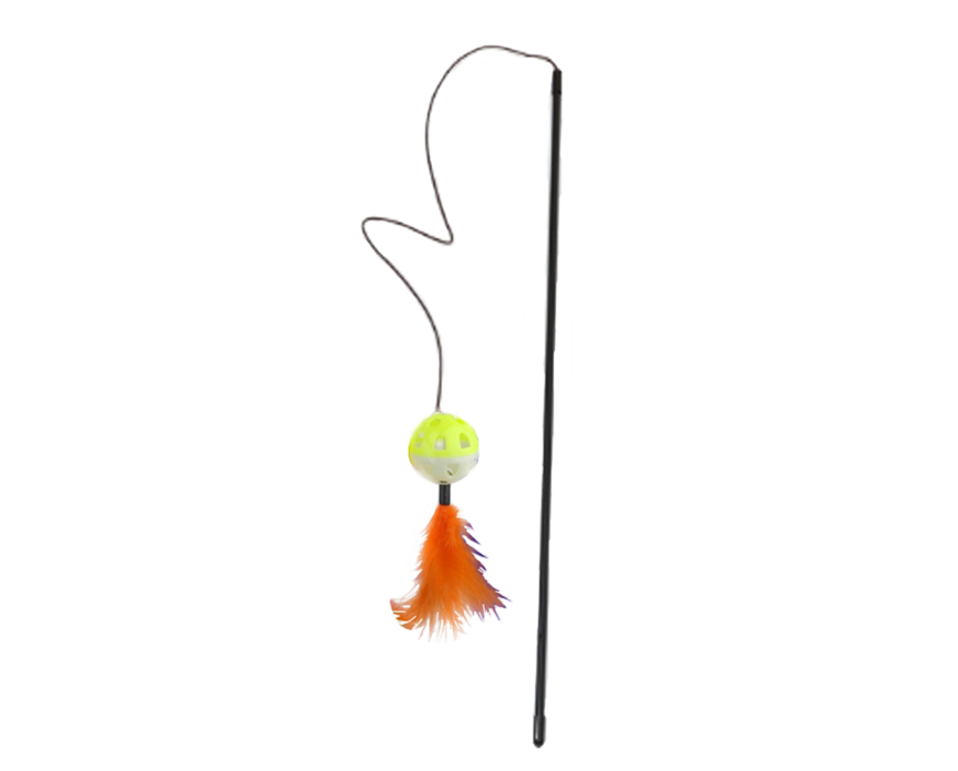 Pet Cat Tease Toy Plastic Stick with Ball 43 cm Assorted Colours 7379