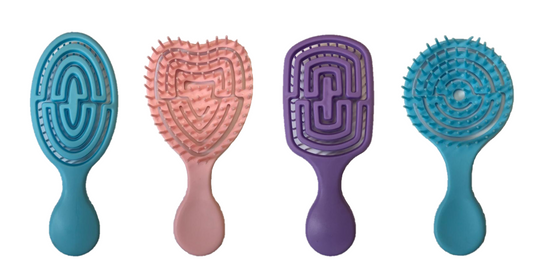 Mini Plastic Hair Brush Comb 14 cm Assorted Designs and Colours 7386