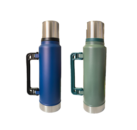 Stainless Steel (18 8) Thermos Flask Bottle With Plastic Handle 1400Ml Assorted Colours