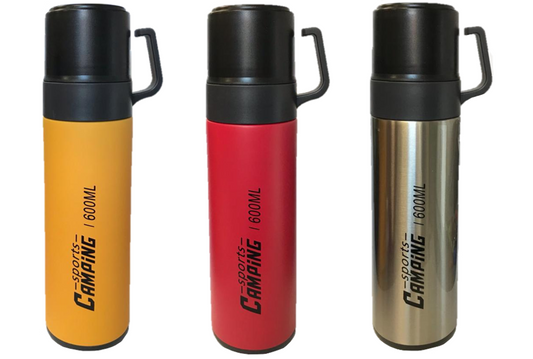 Stainless Steel Thermos Travel Flask Bottle 600ml Assorted Colours 7392