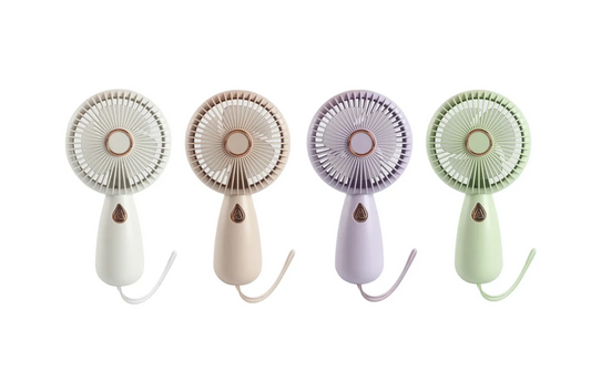 Mini Hand Fan with Strap 16 cm USB Rechargeable Assorted Colours 7411