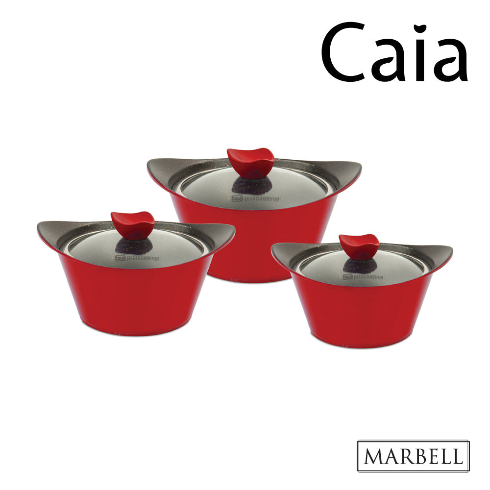 Sq Professional Caia Die Cast Stock Pot Set Of 3 Red