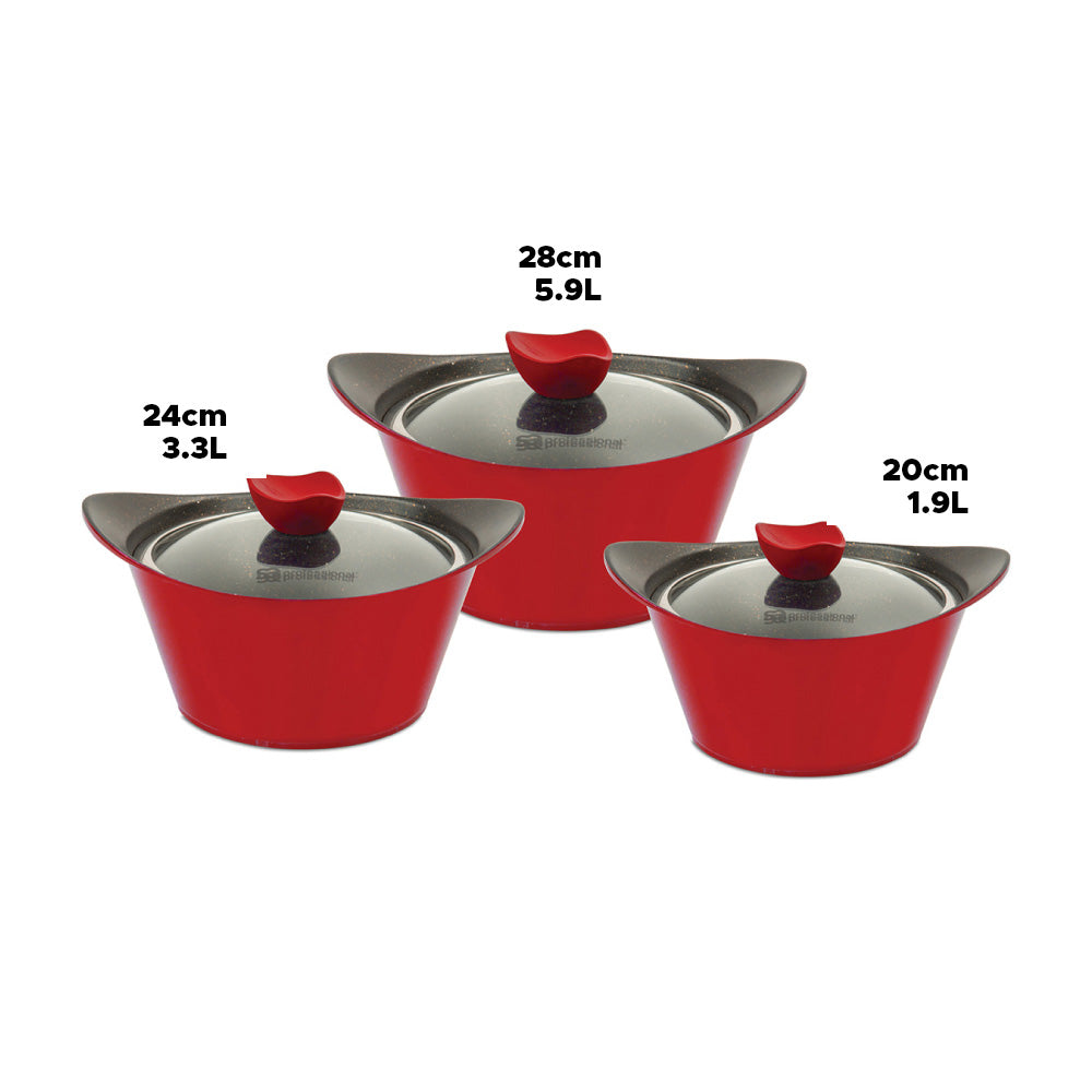 Sq Professional Caia Die Cast Stock Pot Set Of 3 Red