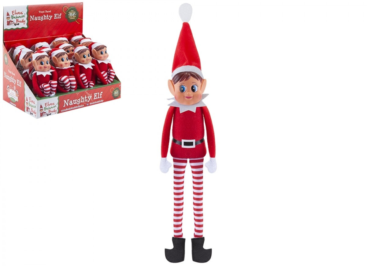 12" Red Long Leg Soft Body Vinyl Face Girl Elf W/ Hat