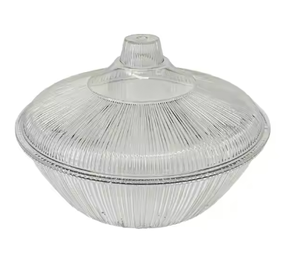 Plastic Clear Round Ribbed Fruit Bowl with Lid 25 x 10 cm 7440