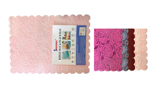 Table Placemat Fridge Cupboard Liner With Scalloped Edge Pack Of 6 Assorted Colours And Designs