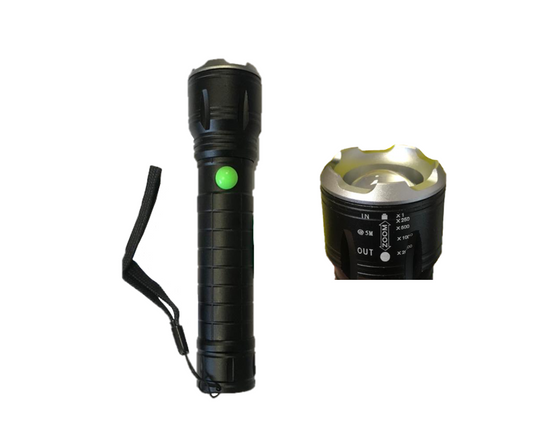 Metal LED Torch Flashlight with Zoom 100 Lumen 15 x 3 cm 7487