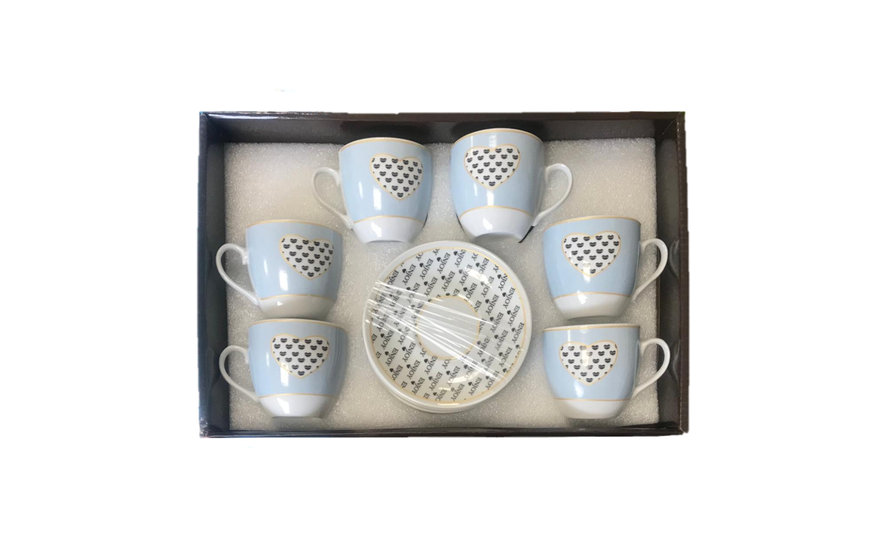 Coffee Tea Cup Mug Set with Saucers Set of 12 Assorted Designs 7520