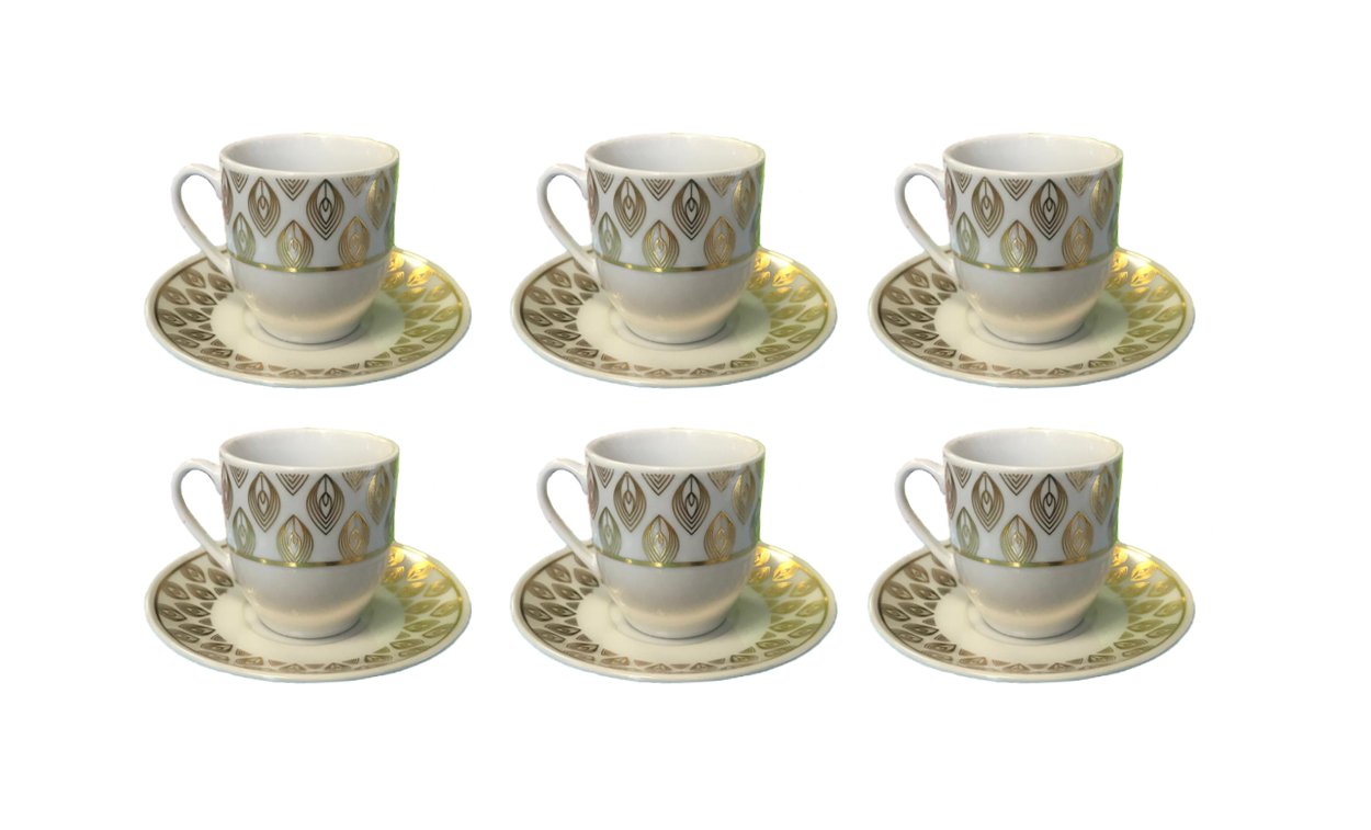 Coffee Espresso Cup Set with Saucers Set of 12 Assorted Designs 7522