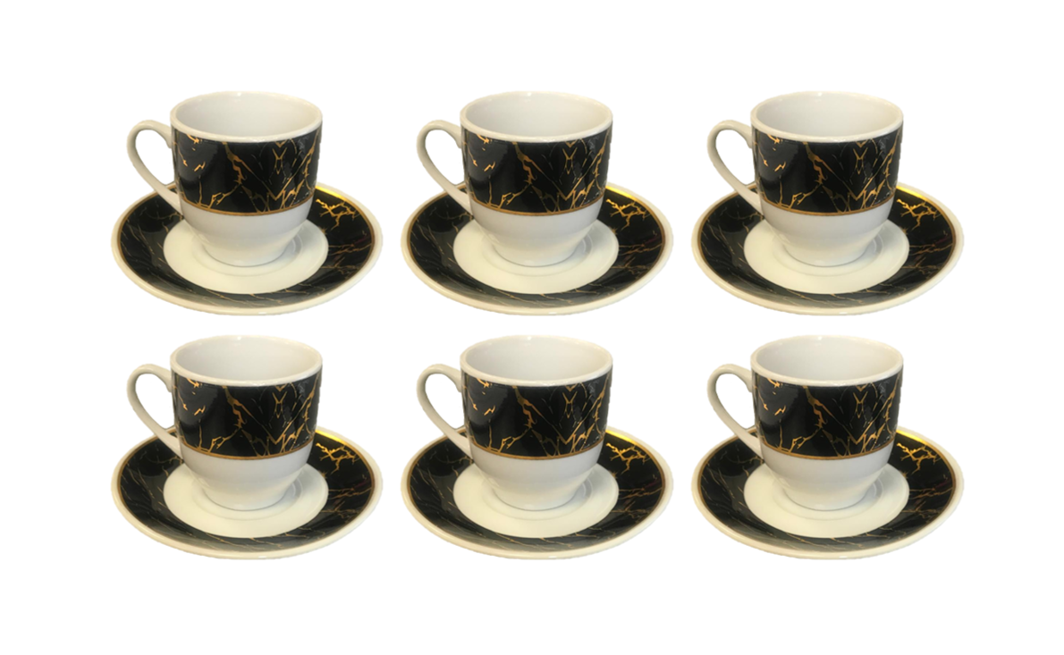 Coffee Espresso Cup Set with Saucers Set of 12 Assorted Designs 7522