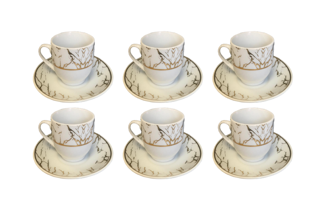 Coffee Espresso Cup Set with Saucers Set of 12 Assorted Designs 7522