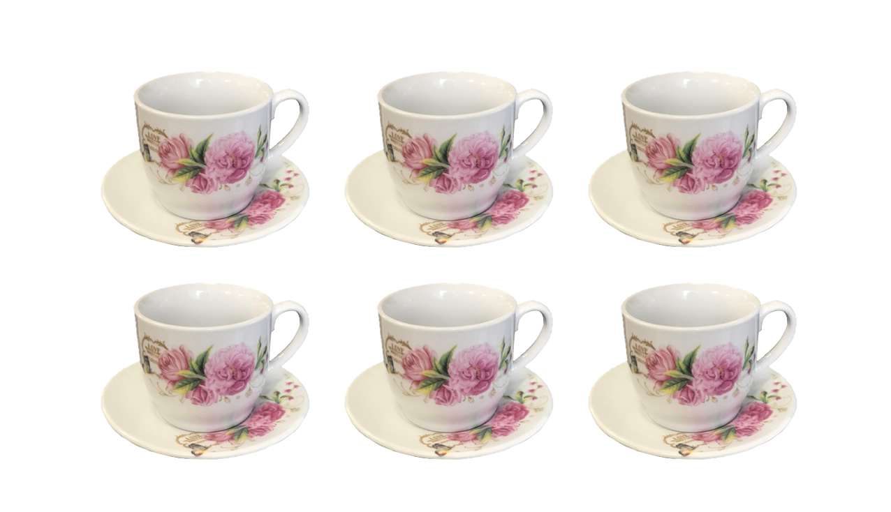 Coffee Espresso Cup Set with Saucers Set of 12 Assorted Designs 7525