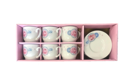 Coffee Espresso Cup Set with Saucers Set of 12 Assorted Designs 7525