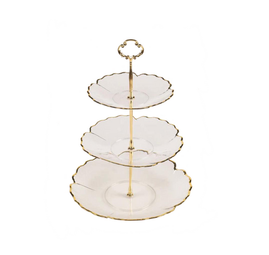Transparent Plastic 3 Tiered Patisserie Afternoon High Tea Dessert Flower Petal Cake Stand 36 cm 7533