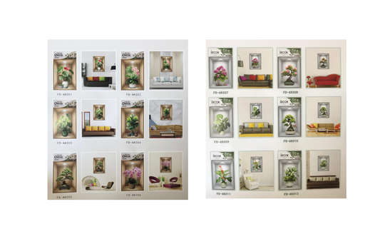 Room Decor 3D Effect Wall Stickers Flower Vase Wall Design 40 x 30 cm Assorted Designs and Colours 7549
