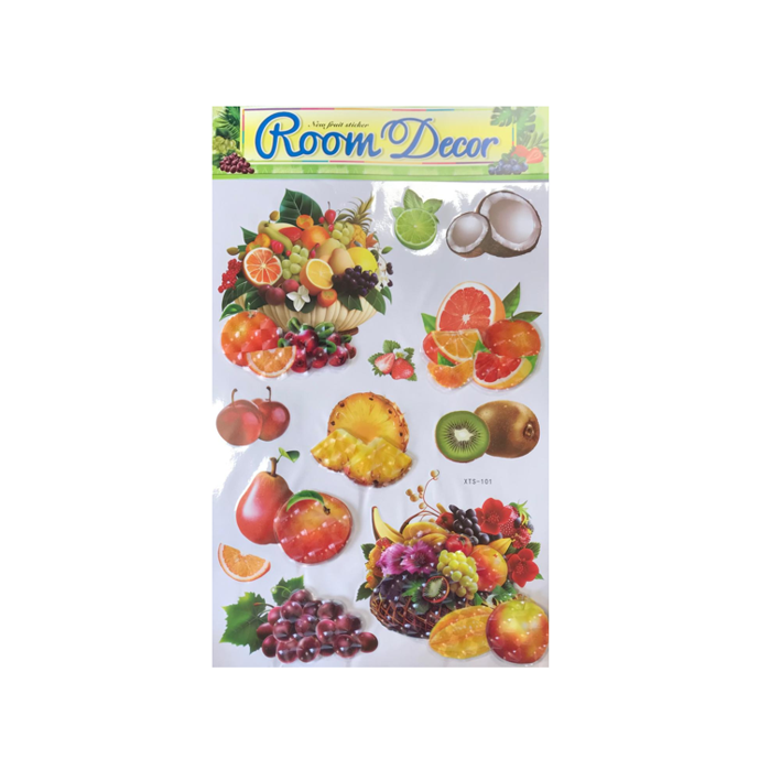Room Decor 3D Effect Wall Stickers Fruit Design 60 x 35 cm Assorted Designs and Colours 7550