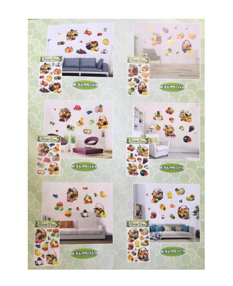Room Decor 3D Effect Wall Stickers Fruit Design 60 x 35 cm Assorted Designs and Colours 7550