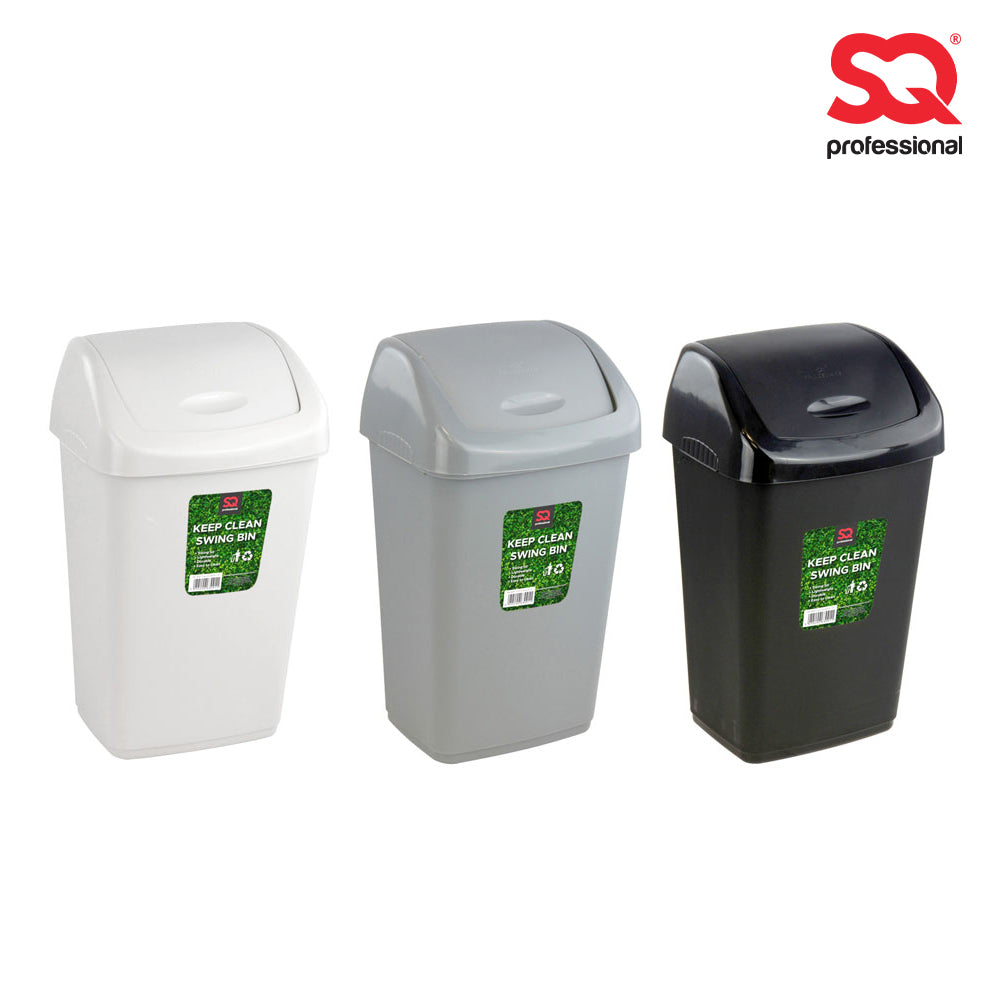 SQ Professional Plastic Swing Bin 50 Litre W 40cm x D 31cm x H 64.5cm Assorted Colours 7560