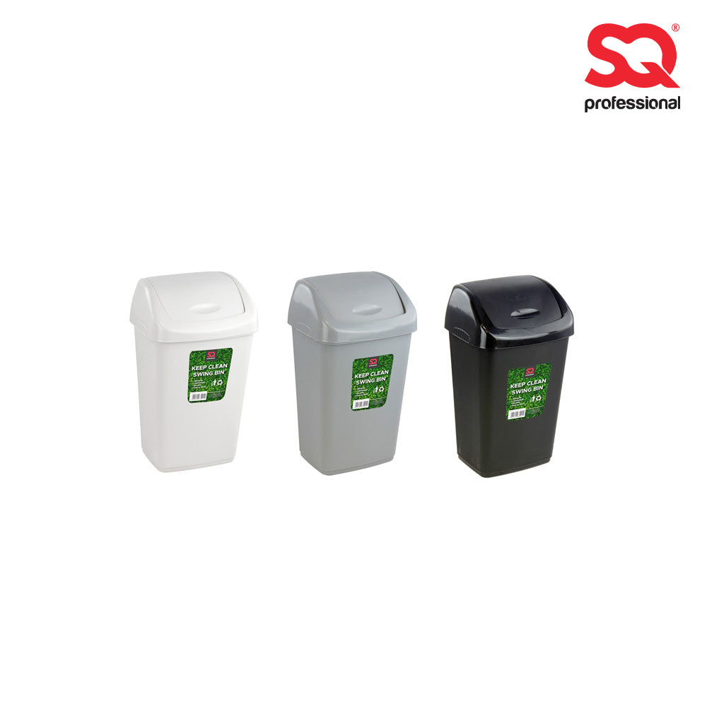 SQ Professional Plastic Swing Bin 9 Litre W 23cm x D 18.5cm x H 39.5cm Assorted Colours 7563