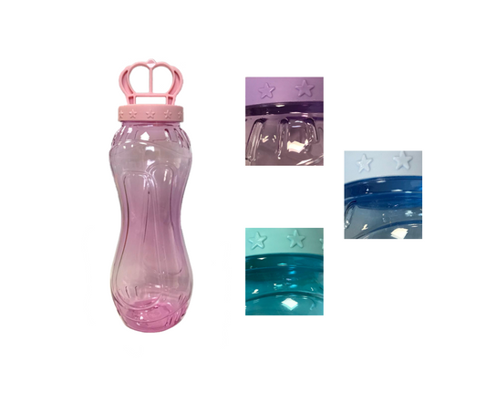 Plastic Water Bottle with Crown Cap Lid Design 19 x 6 cm Assorted Colours 7608