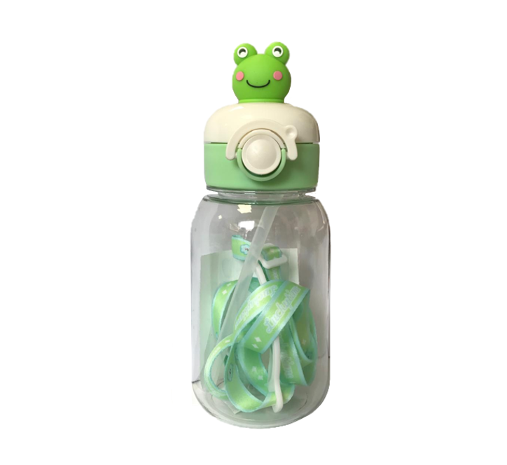 Plastic Water Drinking Bottle Cartoon Animal Design with Carrier Strap 17.5 x 7.5 cm Assorted Designs 7619