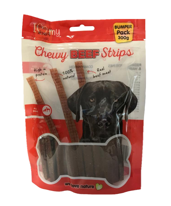 Pet Dog Chewy Beef Strips 300g Bumper Pack 76285
