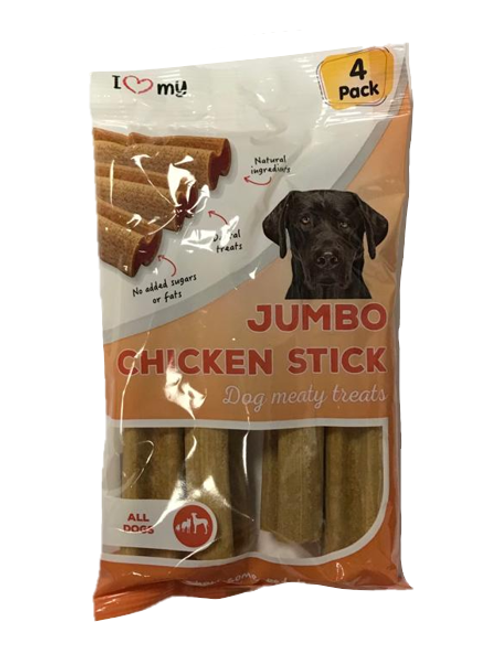 Pet Dog Treats Jumbo Chicken Sticks 4 Pack Flow Pack 76391