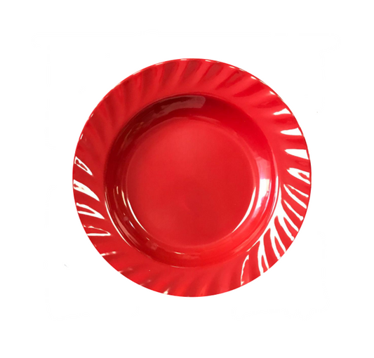 Plastic Dining Plate with Textured Rim 23 cm Red / Black 7645