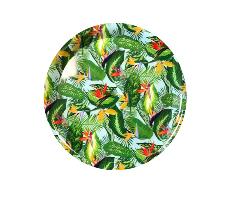 Plastic Round Serving Tray with Printed Design 34 cm Assorted Designs 7647