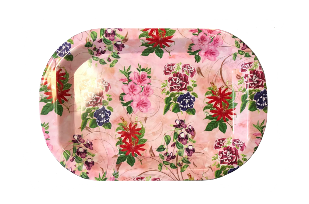Plastic Rounded Rectangle Serving Tray with Printed Design 36 x 24 cm Assorted Designs 7652