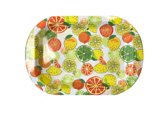Plastic Rounded Rectangle Serving Tray with Printed Design 41.5 x 28 cm Assorted Designs 7653