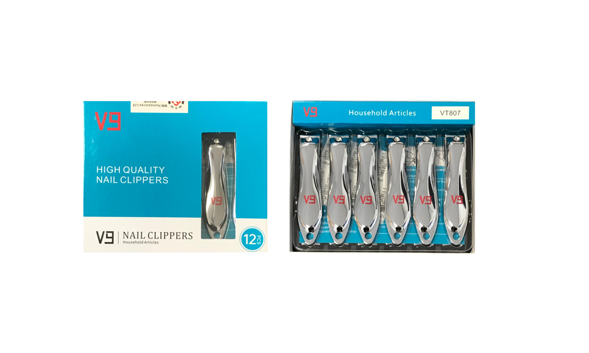Steel V9 Toe Nail Clipper Cutter 8 cm Pack of 12 Assorted Colours 7659