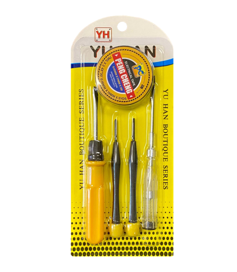 DIY Tools Set of 5 Screwdrivers Electrical Tester / Tape 7663