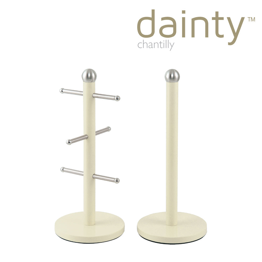 Dainty Kitchen Roll Holder & Mug Tree Chantilly Cream 7666 A