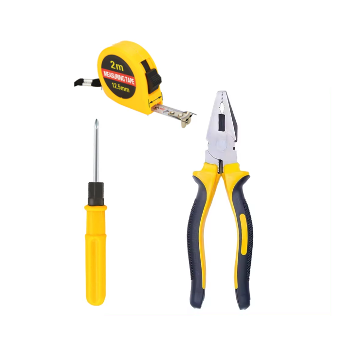 DIY Boxed Tools Kit Set of 3 Pliers Screwdriver Measuring Tape 7667