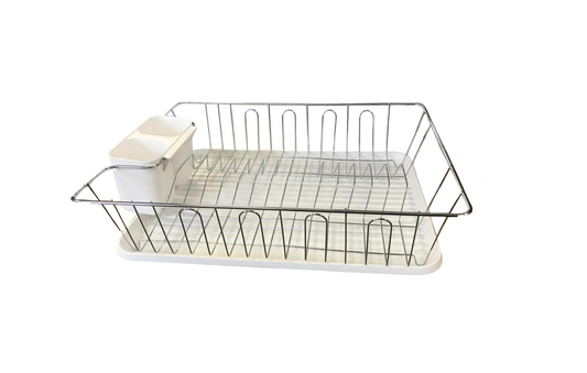 Plastic and Metal Dish Drainer Rack with Drip Tray 44 x 34.5 x 10 cm 7668