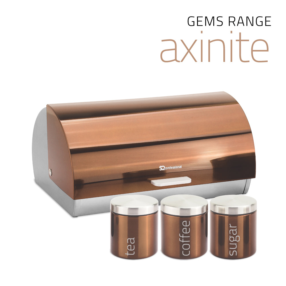 Sq Professional Gems Metal Bread Bin With 3 Canisters A x inite