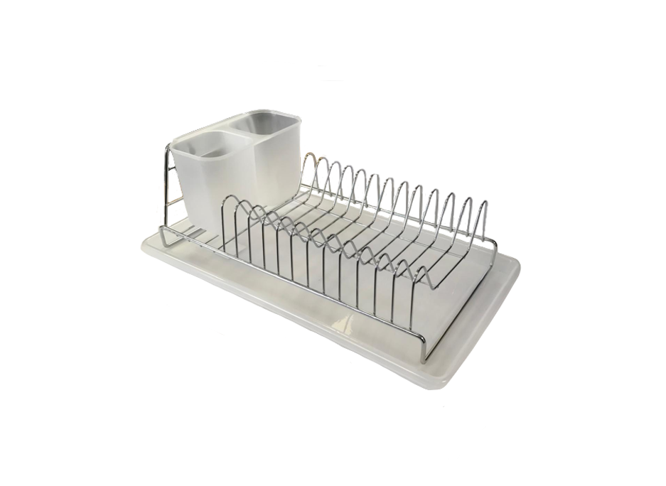 Plastic and Metal Dish Drainer Rack with Drip Tray 38.5 x 21.5 x 12 cm 7669